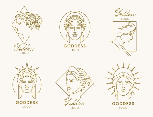 Linear flat goddess logos