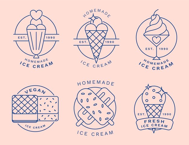 Linear flat ice cream label collection