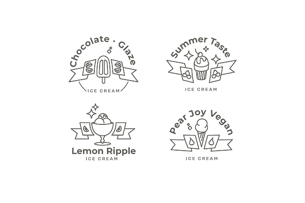 Linear flat ice cream label collection