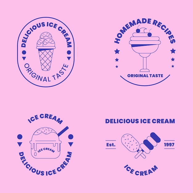 Linear flat ice cream label collection