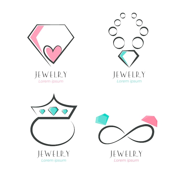 Free vector linear flat jewelry logo collection