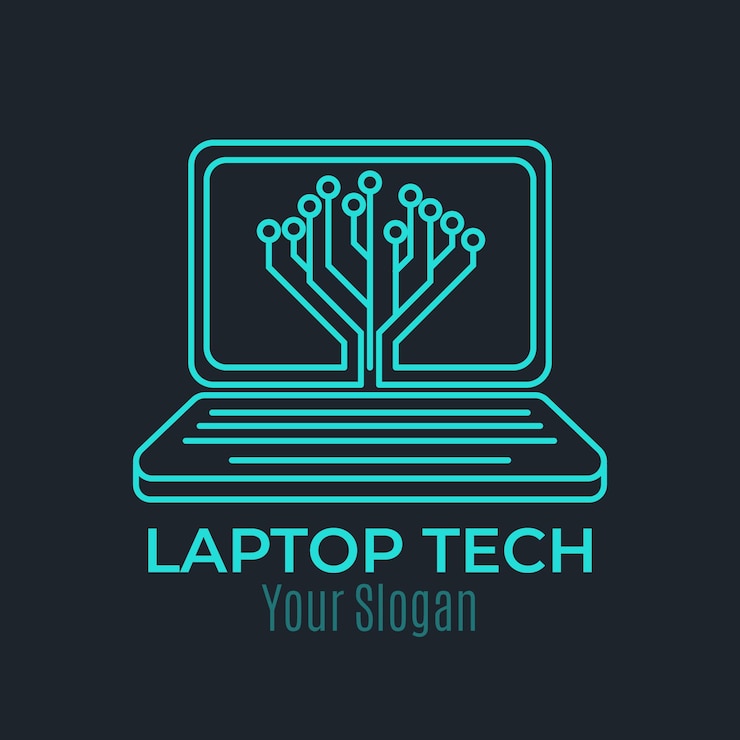Free Vector linear flat laptop logo template