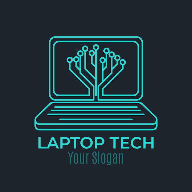Шаблон логотипа линейного плоского ноутбука