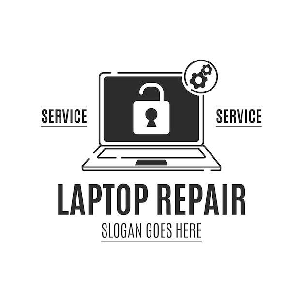 Linear flat laptop logo template