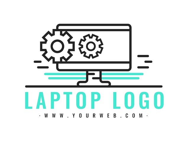 Vettore gratuito modello di logo per laptop piatto lineare