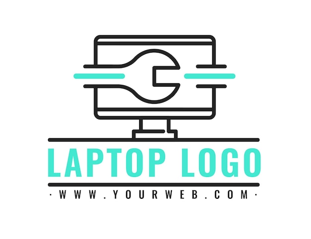 Linear flat laptop logo template