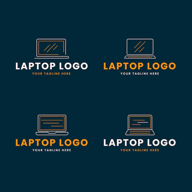 Modello di logo per laptop piatto lineare