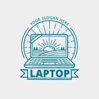 Free vector linear flat laptop logo template