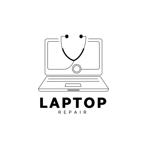 Linear flat laptop logo template