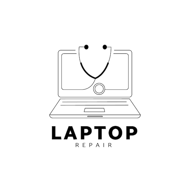 Linear flat laptop logo template