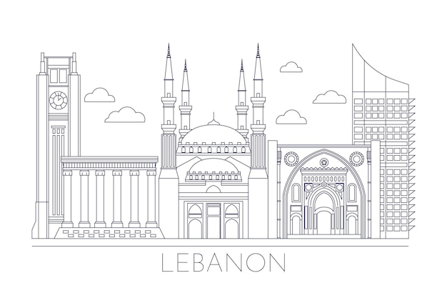 Orizzonte del libano piatto lineare