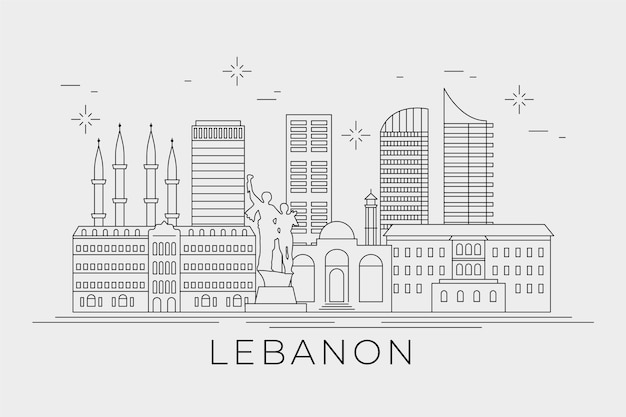 Free vector linear flat lebanon skyline