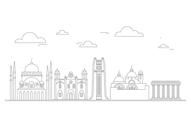 Free vector linear flat lebanon skyline