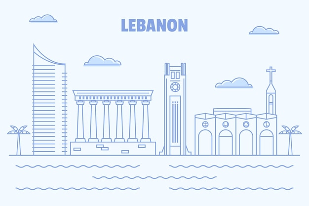 Free vector linear flat lebanon skyline
