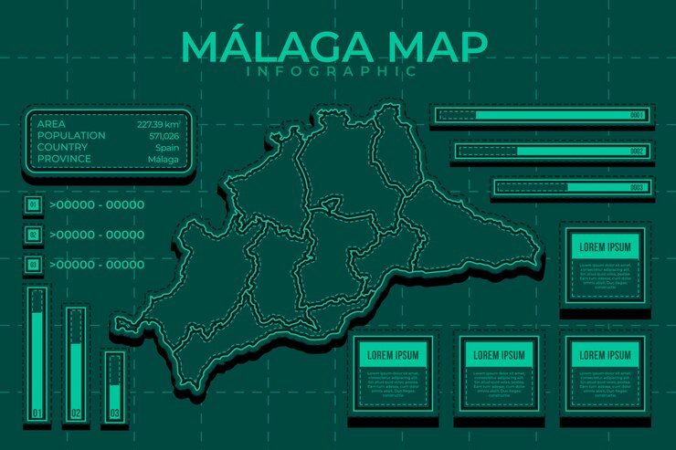 Free Vector linear flat málaga map