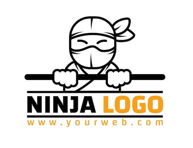 Linear flat ninja logo template