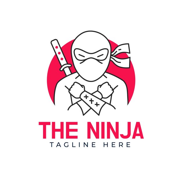 Linear flat ninja logo template