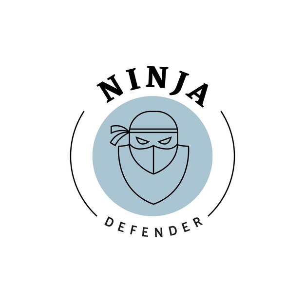 Linear flat ninja logo template