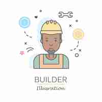 Free vector linear flat people faces and professions illustration.