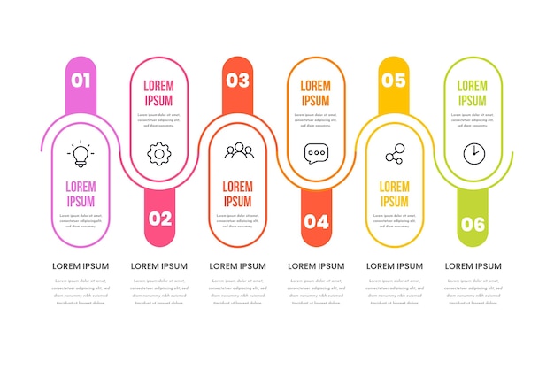 Linear flat process infographic template