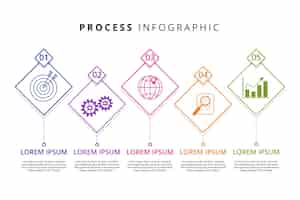 Free vector linear flat process infographic template