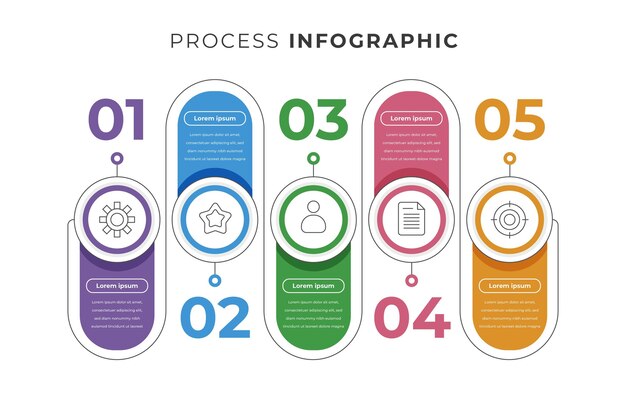 線形フラットプロセスインフォグラフィックテンプレート