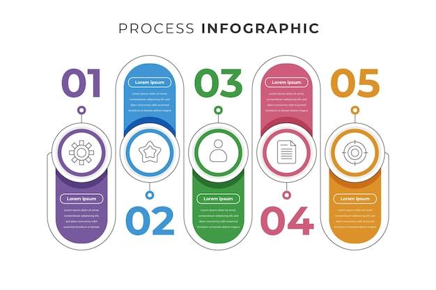 Linear flat process infographic template