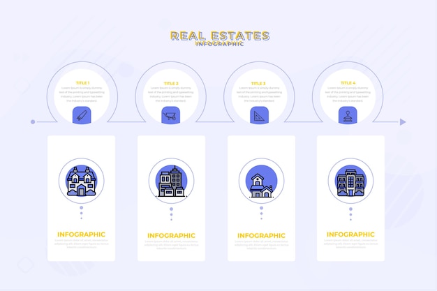 Vettore gratuito modello di infografica immobiliare piatto lineare