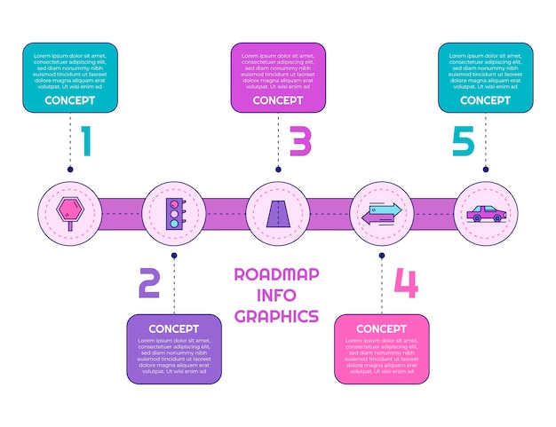 Linear flat roadmap infographic template