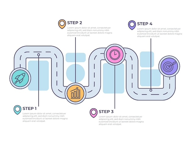 Linear flat roadmap infographic