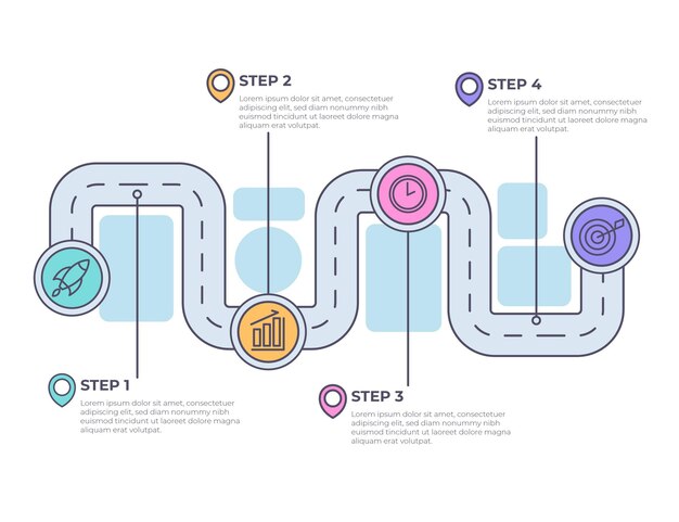 Linear flat roadmap infographic