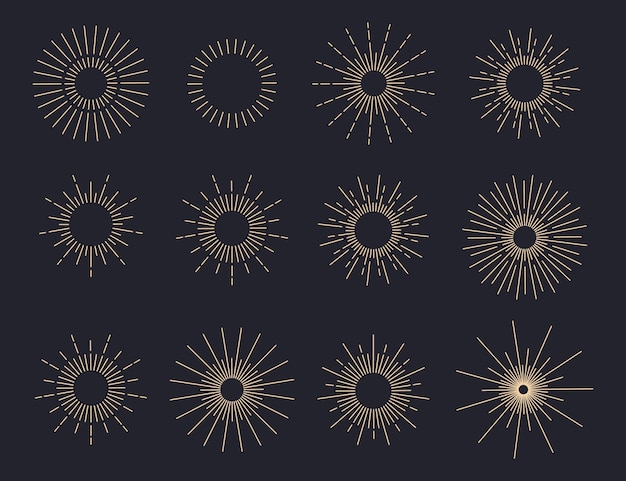 Free vector linear flat sunburst collection