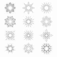 Free vector linear flat sunburst collection