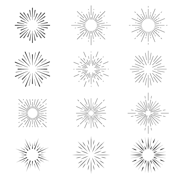 Free Vector linear flat sunburst collection