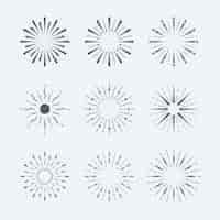 Free vector linear flat sunburst collection