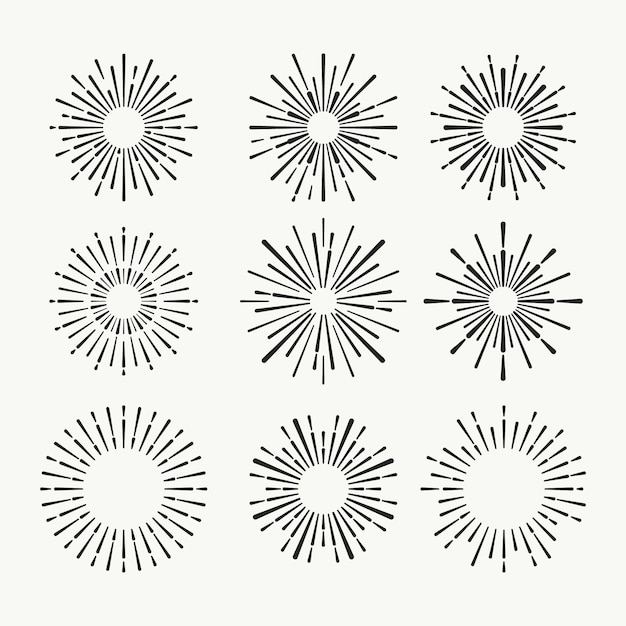 Free vector linear flat sunburst collection