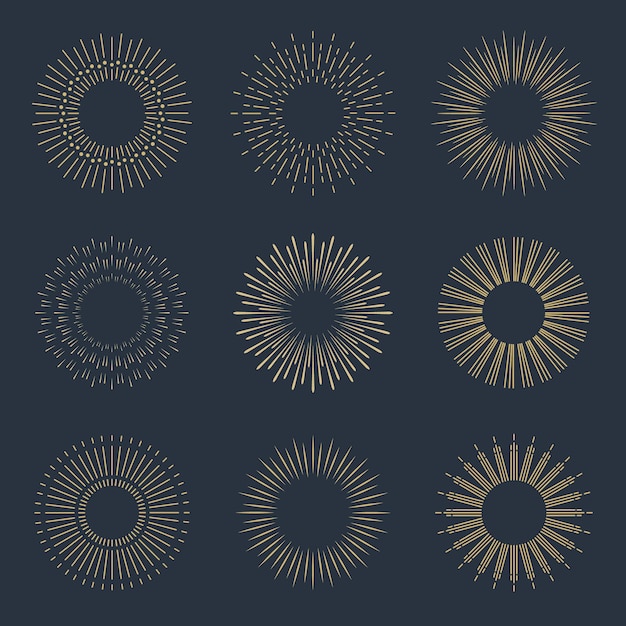 Free vector linear flat sunburst collection