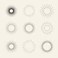 Free vector linear flat sunburst collection