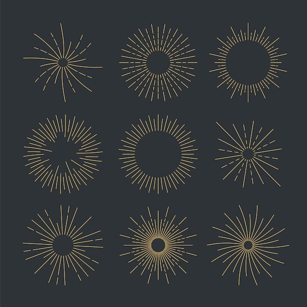 Free vector linear flat sunbursts collection