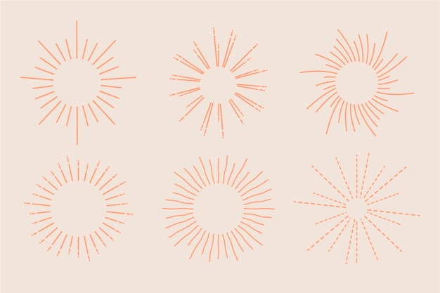 Free vector linear flat sunbursts collection