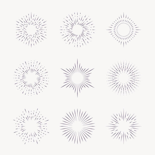 Free vector linear flat sunbursts collection