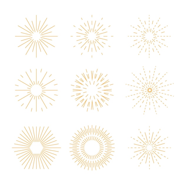 Free vector linear flat sunbursts collection