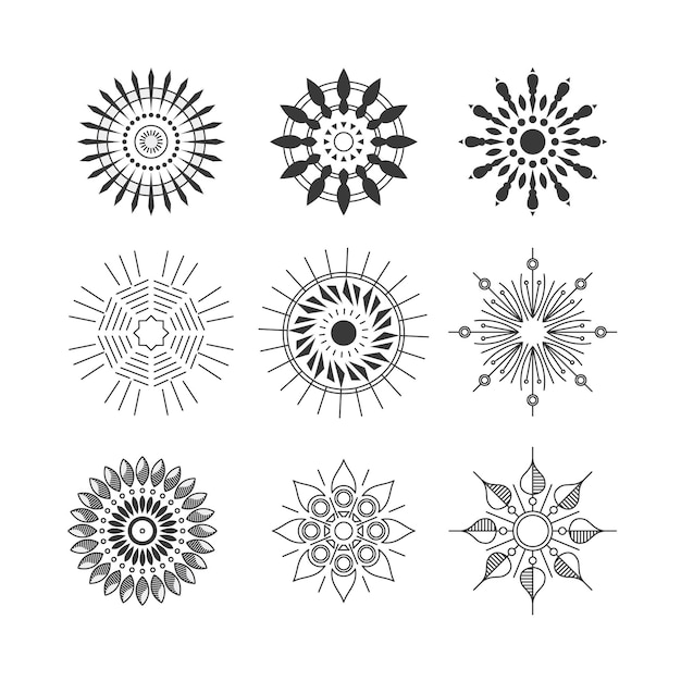 Free vector linear flat sunbursts collection
