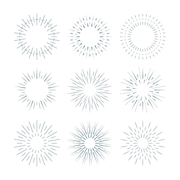 Free vector linear flat sunbursts collection