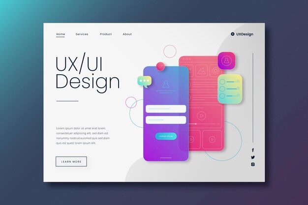 linear flat ui/ux landing page template