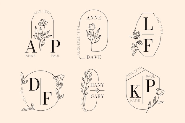 Linear flat wedding logos