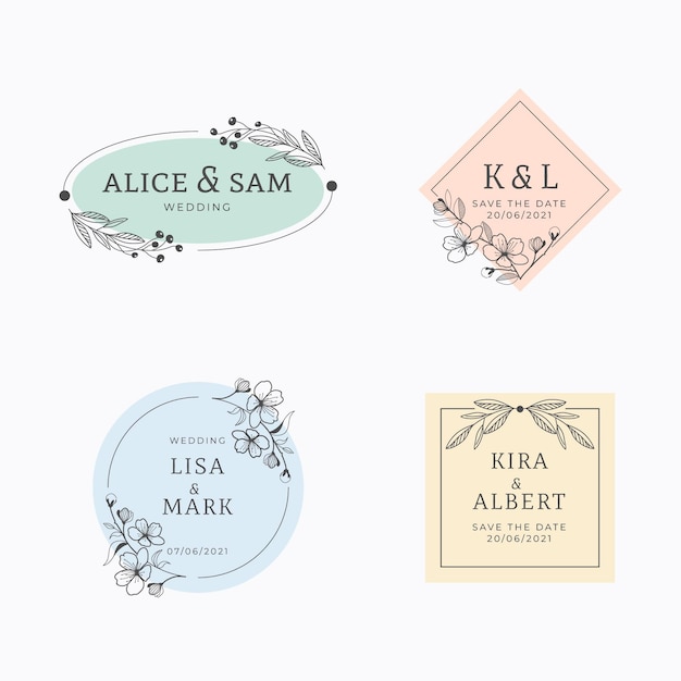 Linear flat wedding monogram pack