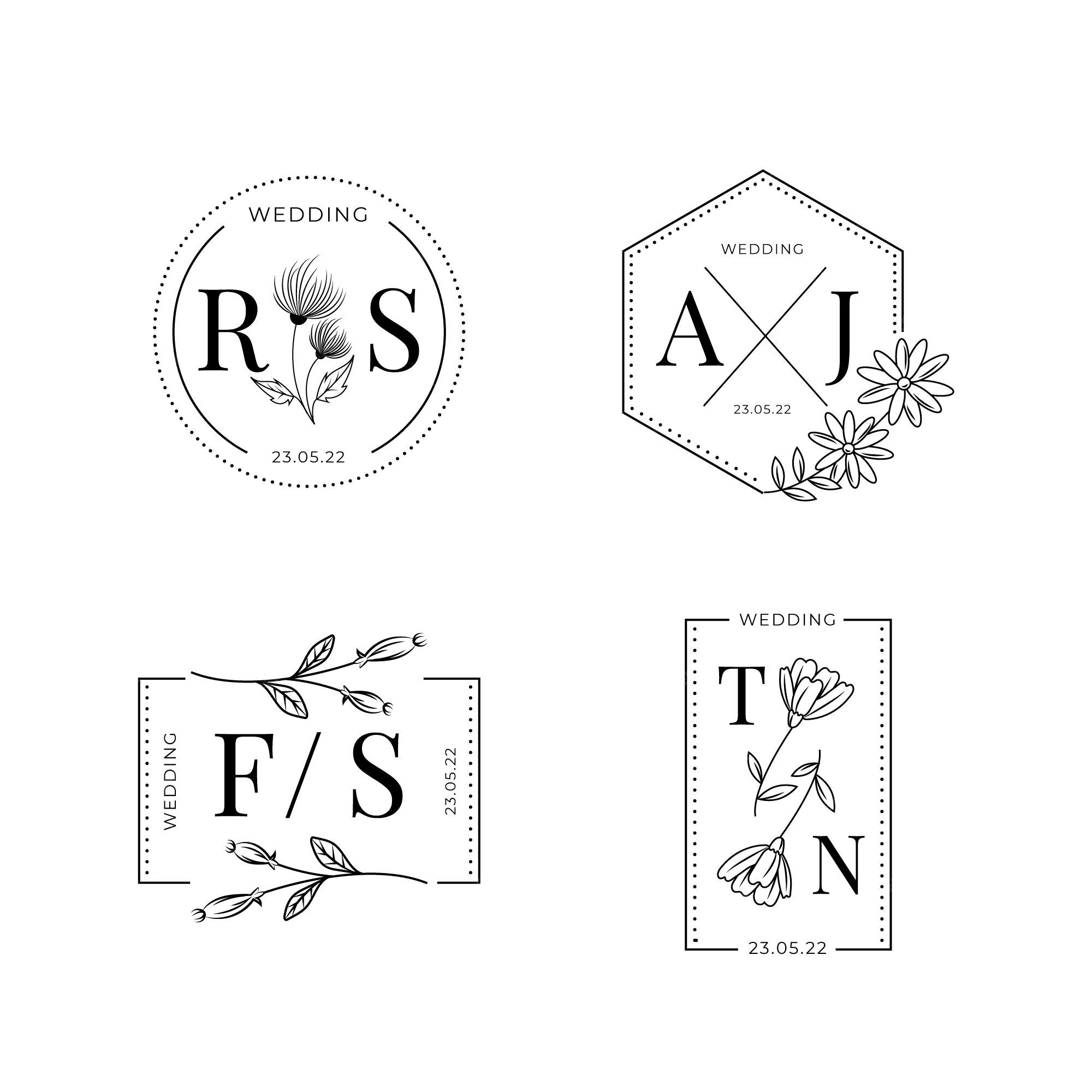 Free Vector  Linear flat wedding monograms collection