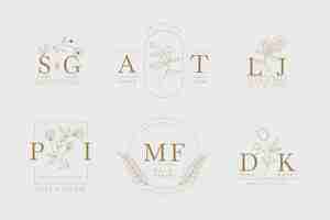 Free vector linear flat wedding monograms collection