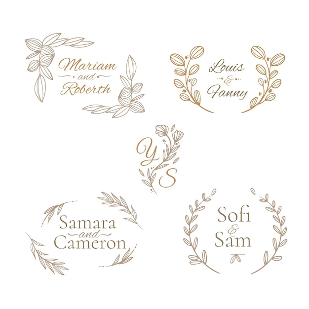 Collezione di monogrammi da sposa piatti lineari